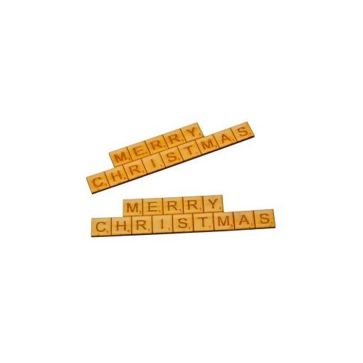 Merry Christmas scrabble tábla natúr fa 13,5cm 2db-os