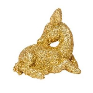 Őzike fekvő glitteres arany poly M4,5cm