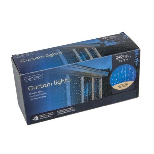 Fényfüggöny 240 LED-es transparens adapteres meleg