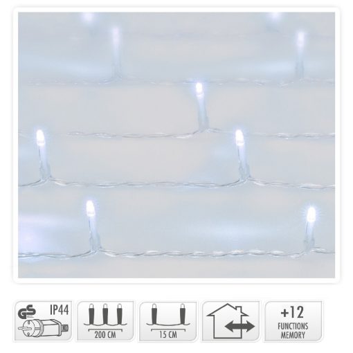 Fényfüggöny 480 LED-es programos adapteres hideg