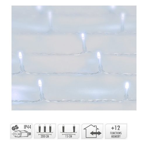 Fényfüggüny 240 LED-es programos adepteres hideg