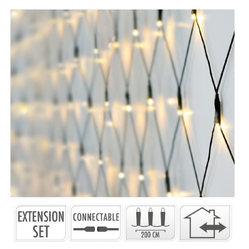 Háló 160 LED-es 200x100cm adapteres bővítő elem meleg